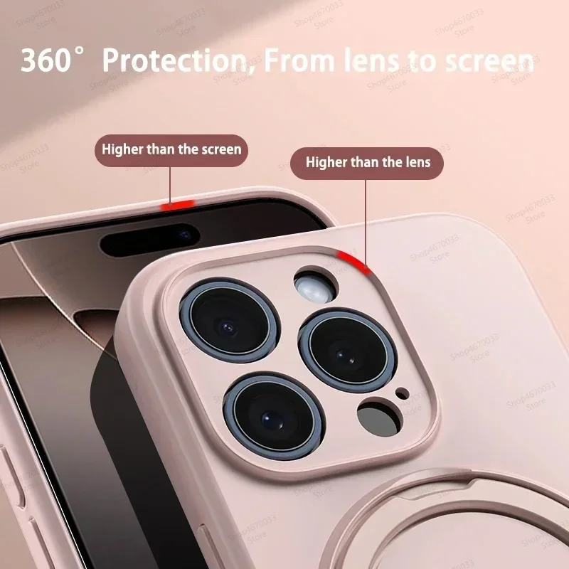 Magnetische Silikon-Handyhülle für iPhone 17 16 15 14 13 11 12 18ProMax Air Kickstand Ringhalter Hülle für iPhone 14 15 16 Plus – Detail 4