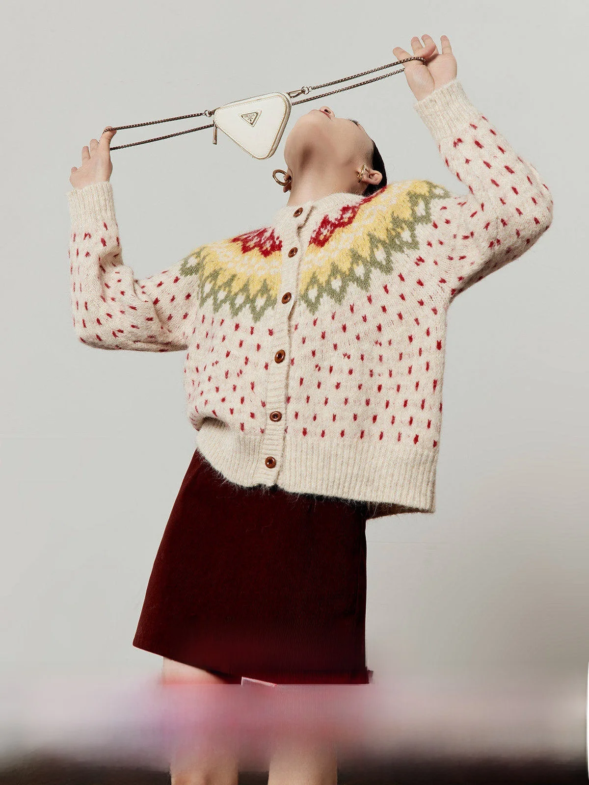 

Вязаный свитер Cheri цвета осенней пшеницы, женский свободный вязаный кардиган, новинка зимы, повседневный, с цветными блоками и вышивкой, женский