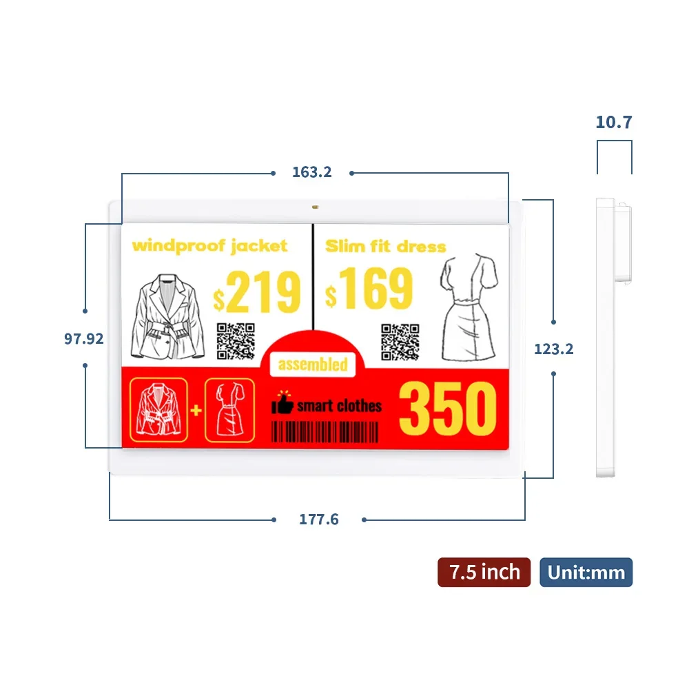 2 قطعة 7.5 "علامات الأسعار الرقمية السعر الإلكتروني علامة تعليق الأسعار الإلكترونية للمحلات التجارية