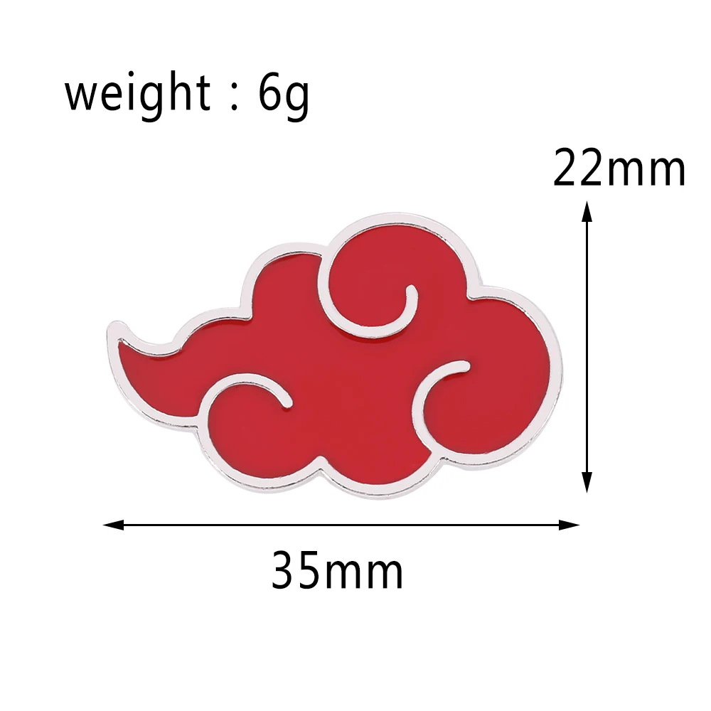 Naruto Akatsuki Brooch Pin Konoha Village Ninja Uzumaki Uchiha Sharingan Shuriken Dart Red Cloud Badge Anime Cosplay Props - view 2