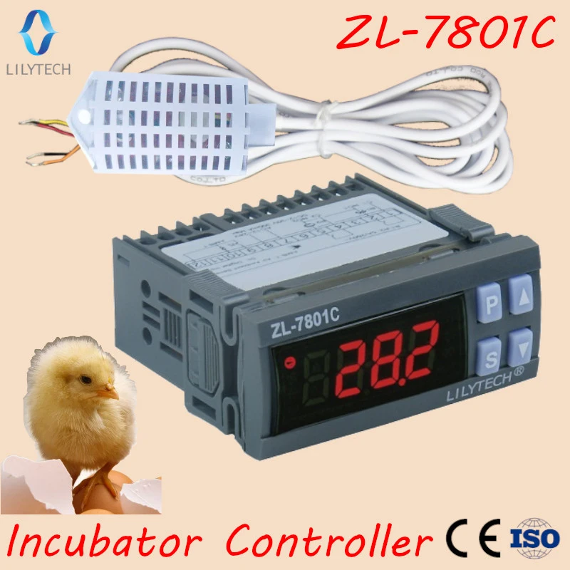 ZL-7801C, 100-240Vac, Dual 16A Outputs, Automatic Multifunctional, Temperature Humidity Incubator Controller,Lilytech, ZL-7918A