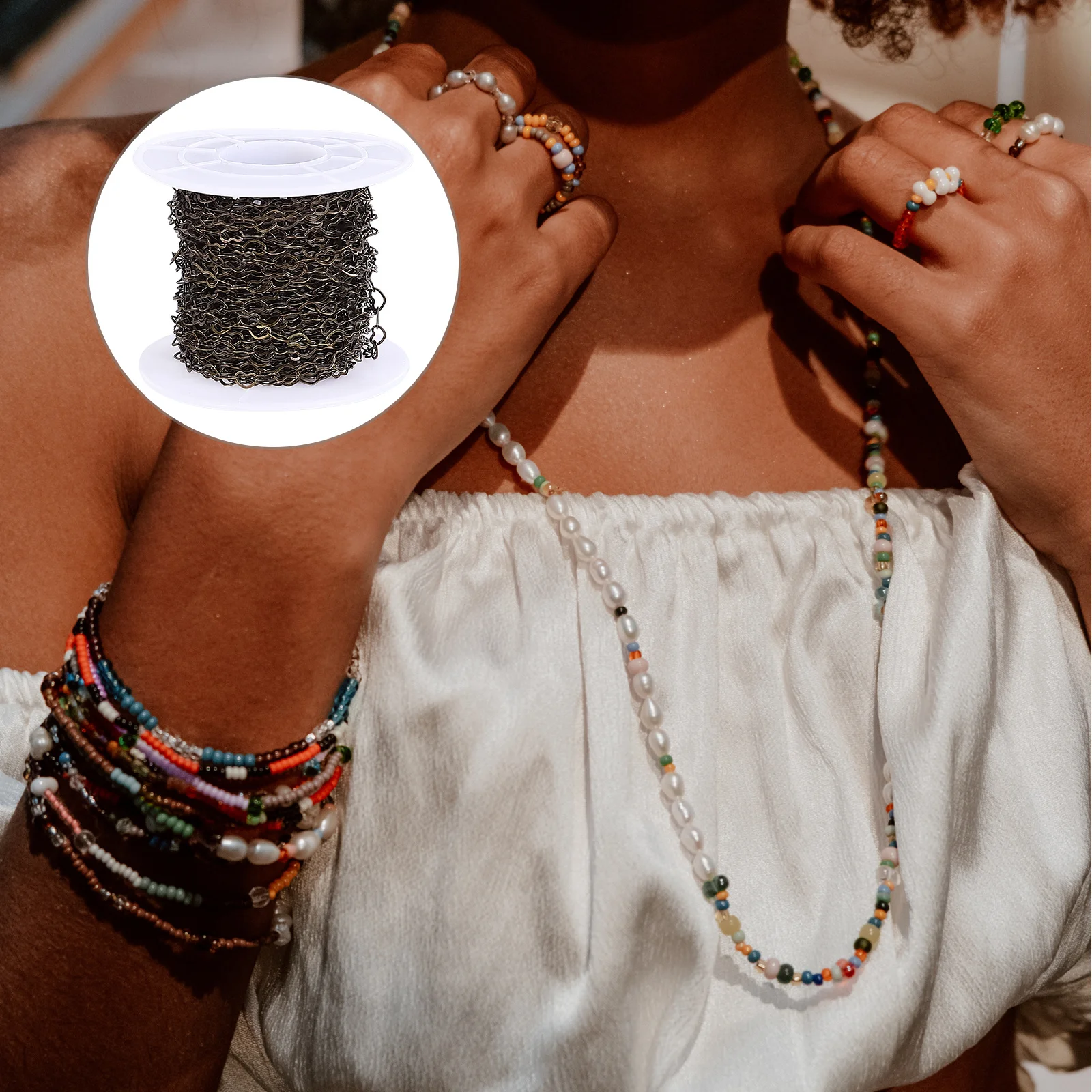 

1 Roll Heart Link Chain Copper Handmade DIY Bracelet Necklace Sweater Chain Jewelry Making Material Bulk Spool