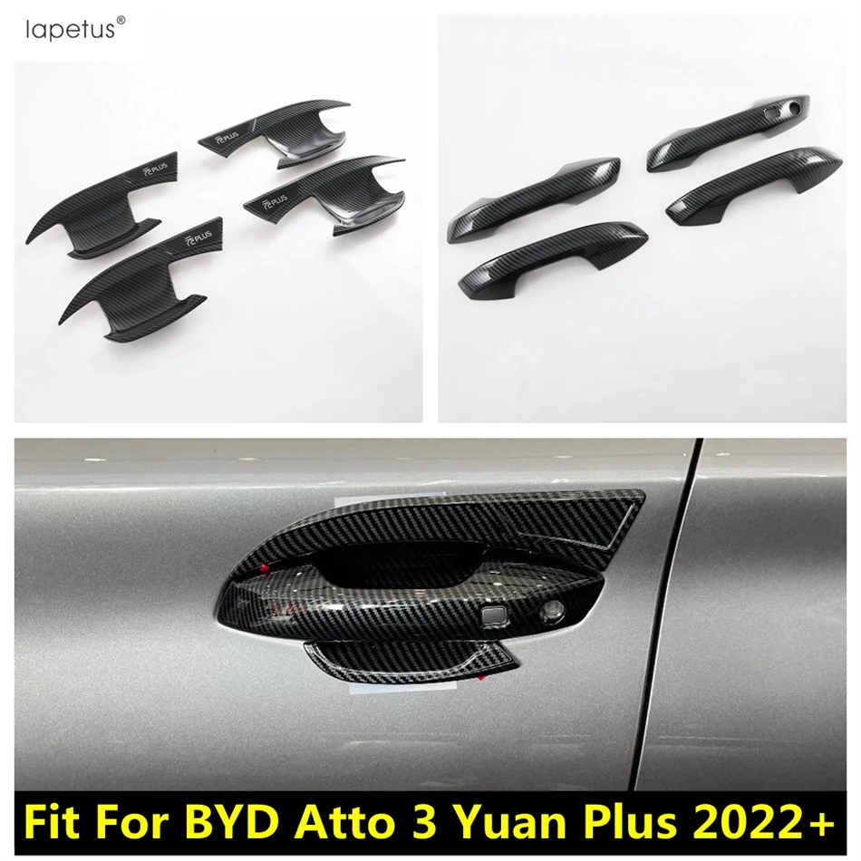 

Car Outer Door Handle Bowl Protector Cover Trim For BYD Atto 3 Yuan Plus 2022 - 2024 Carbon Fiber / Black Accessories Exterior