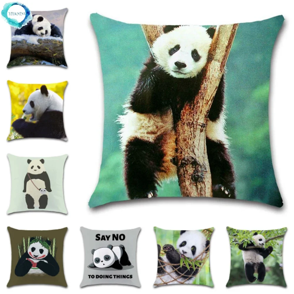 Animal Cartoon Panda Cushion Cover Polyester Throw Pillow Cover Home Sofa Bedroom Pillowcase Decoration 45X45CM Fundas De Cojin