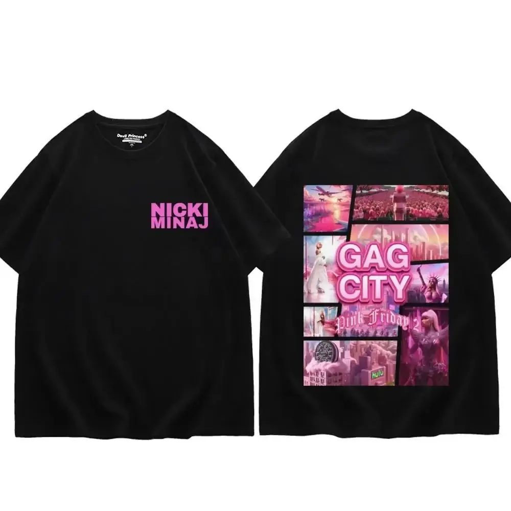 

2024 New Women's Nii Minaj Pink Friday Print T-irt Rapper Design Comfortable Cotton Top for Ladies Faionable Streetwear