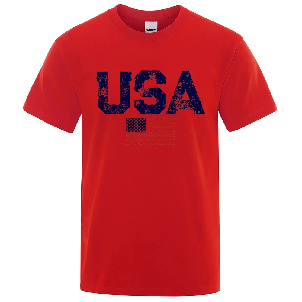 New Summer Vintage Usa Flag Street Print Male T Shirts Hip Hop Street Tshirt Casual Cotton Tops Oversize Breathable Tee Clothes