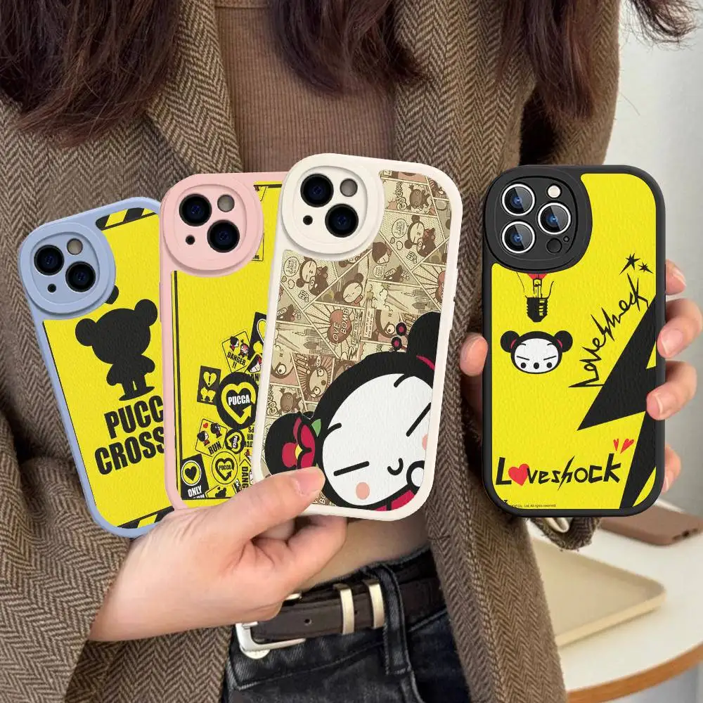 

Cute Cartoon Pucca Garu Phone Case Hard Leather For IPhone 14 13 16 Mini 15 14 11 12 Pro Max Plus Fundas