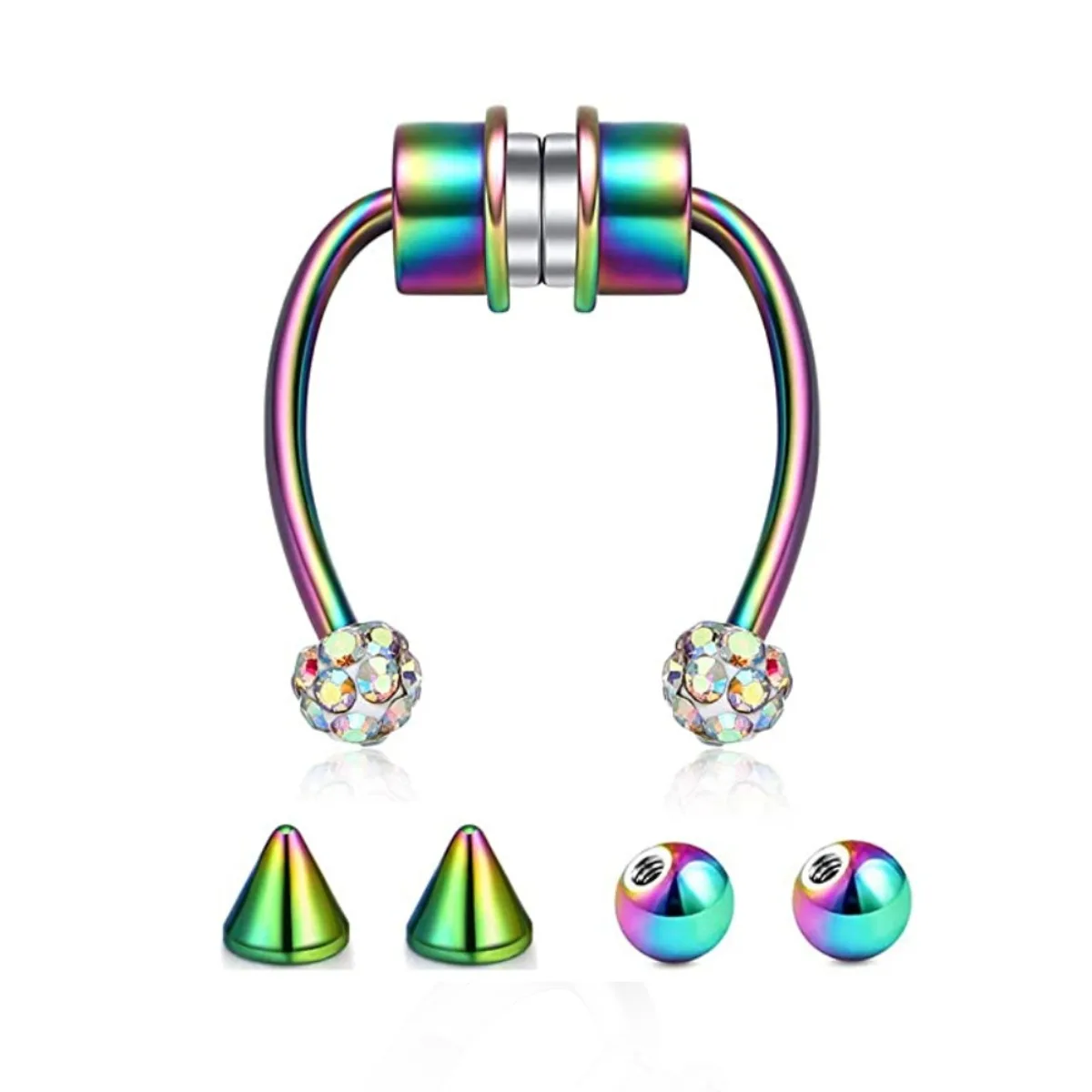 Fake Piercing Nose Ring Hoop Septum Non Piercing Nose Clip Rock HipHoop Stainless Steel Magnet Fashion Punk Body Jewelry Unisex view 3