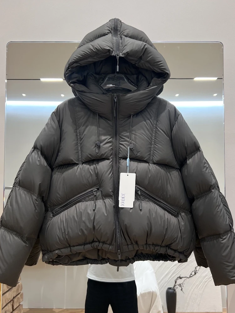 2025 جديد أسفل سترة المرأة الشتاء نفخة الثلوج الباردة مقاومة معطف قصير عصري سميكة الدافئة مقنعين الأبيض بطة البخاخ سترات #4