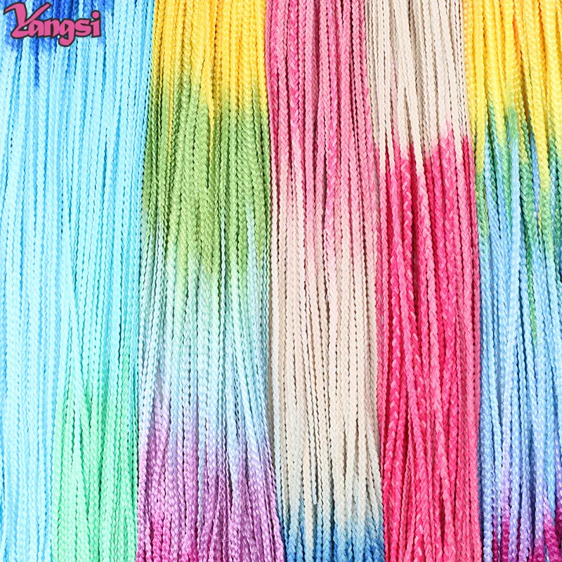 Full Star Synthetic Long Zizi Box Braid 30 Inches Long Crochet Rainbow Braiding Hair Extensions For Women Girl Afro Box Braids