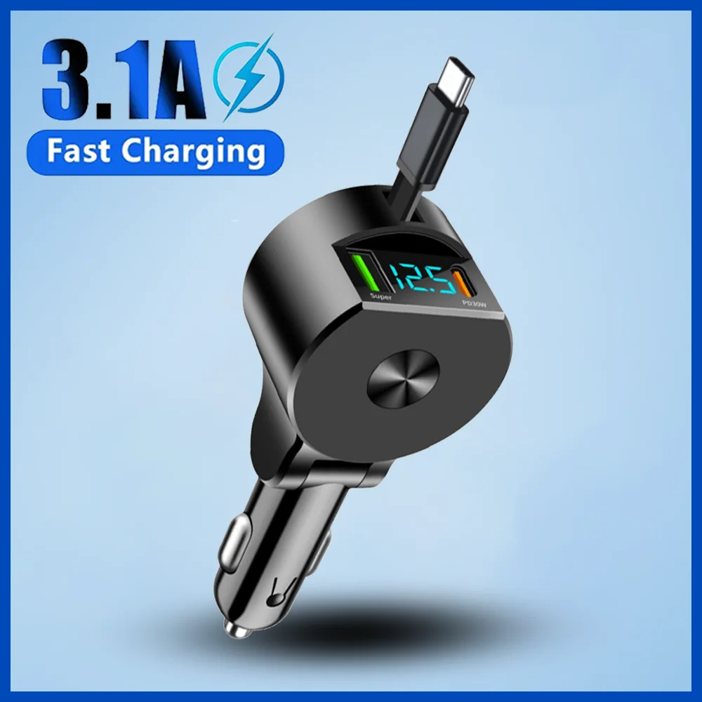 

Автомобильное зарядное устройство USB 3,1 А, 3 в 1, быстрое зарядное устройство PD для автомобиля, адаптер Type-C, быстрое зарядное устройство в автомобиле для iPhone, Samsung, Xiaomi