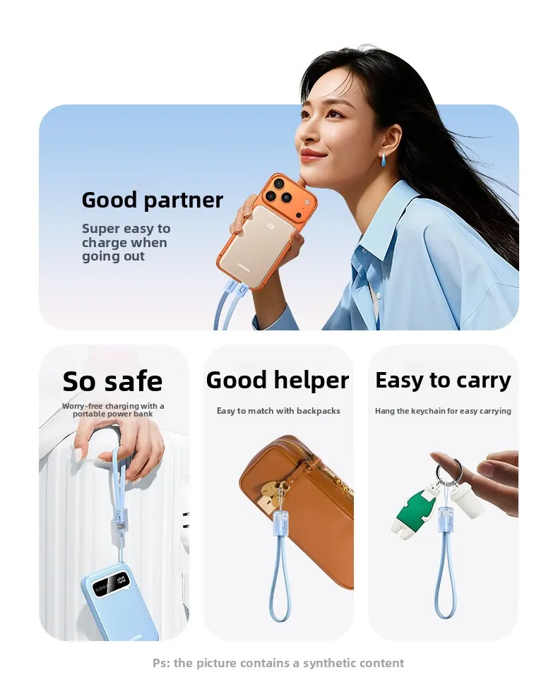 UGREEN Portable Lanyard USB Type C To Type C Cable PD Fast Charging Data For Apple iPad iPhone 17 16 Mobile Phone Tablet Android