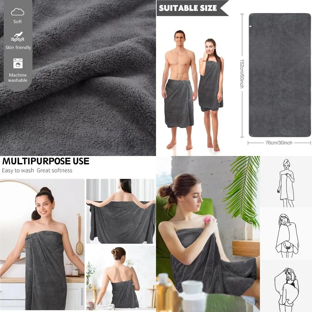 

Большие впитывающие банные полотенца - идеально подходят для душа, спа и бассейна, серые, 30x60 дюймов