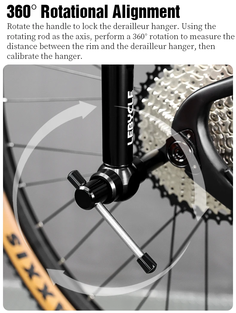 LEBYCLE MTB Rennrad Schaltaugen-Ausrichtungslehre Professioneller Fahrrad-Schaltaugen-Einstellhaken 360° ° Rotations-Ausrichtungs-Korrekturwerkzeug – Detail 7