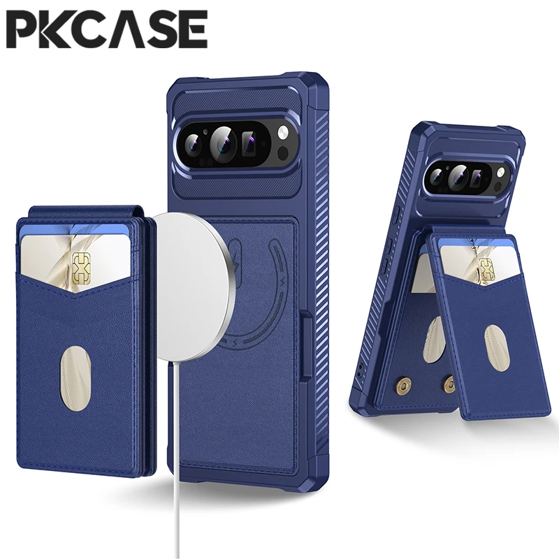 

PKCASE съемный слот для карт, чехол-кошелек для телефона Google Pixel 7 8 9 Pro XL, магнитный кожаный чехол для Pixel 9a 8a 7a