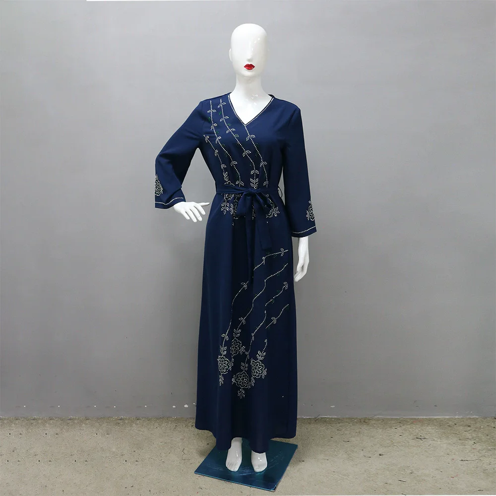 Eid Mubarak Djellaba Robe Maxi à capuche pour femmes diamants Abaya dubaï turquie caftan vêtements islamiques Robe arabe Robe Jalabiya
