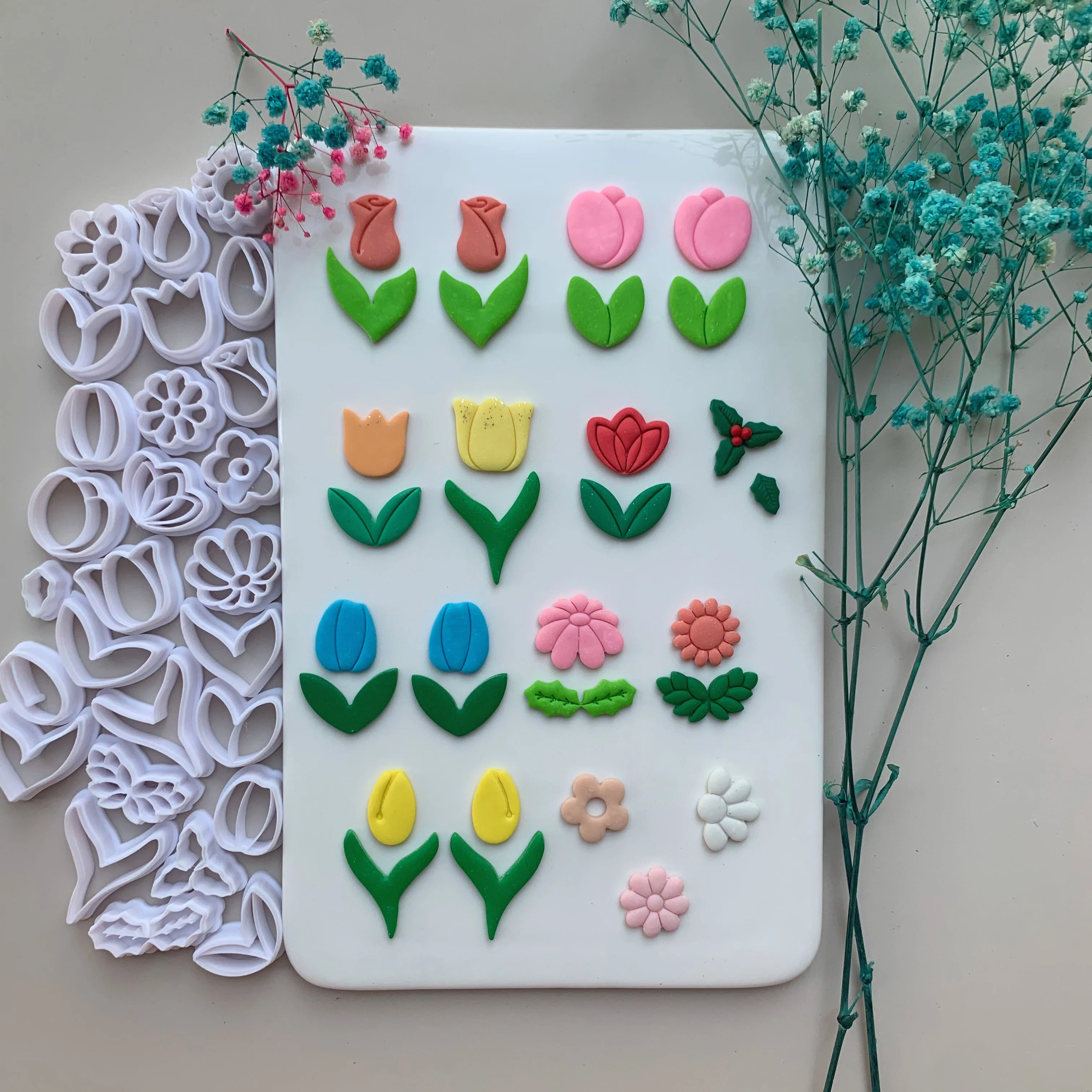 Flower Leaf Plant Series Rose/Tulip/Sunflower Shape Polymer Clay Cutter Cutting Molds For DIY Earrings Jewelry Decoration Making