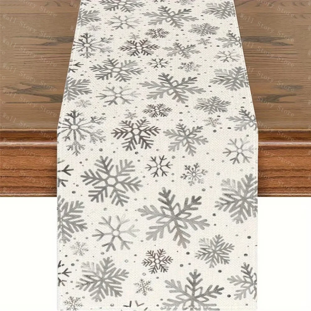 Rustic Christmas Table Runner Textured Background with Pine Garland Design Perfect Farmhouse Holiday Home Decor Table flag