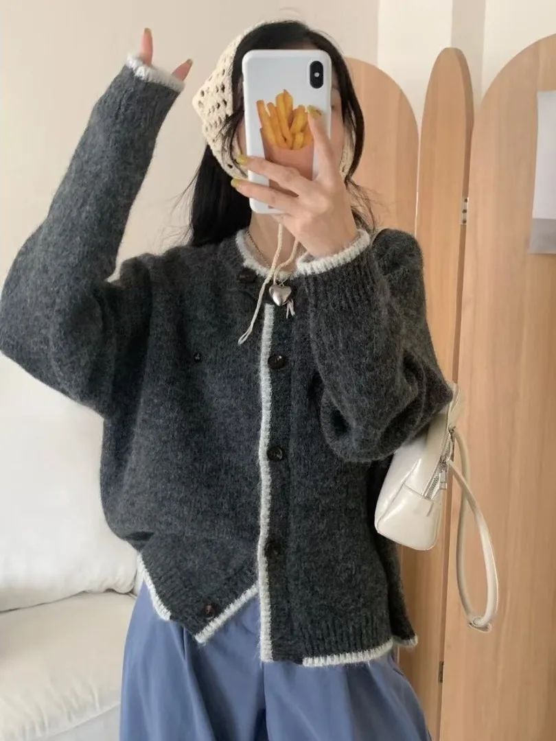 

Soft Cozy Long Sve round Ne Knitted Open Cardigan Women's Autumn Winter Korean Sle Sweet Sle Unique Beautiful Sweater