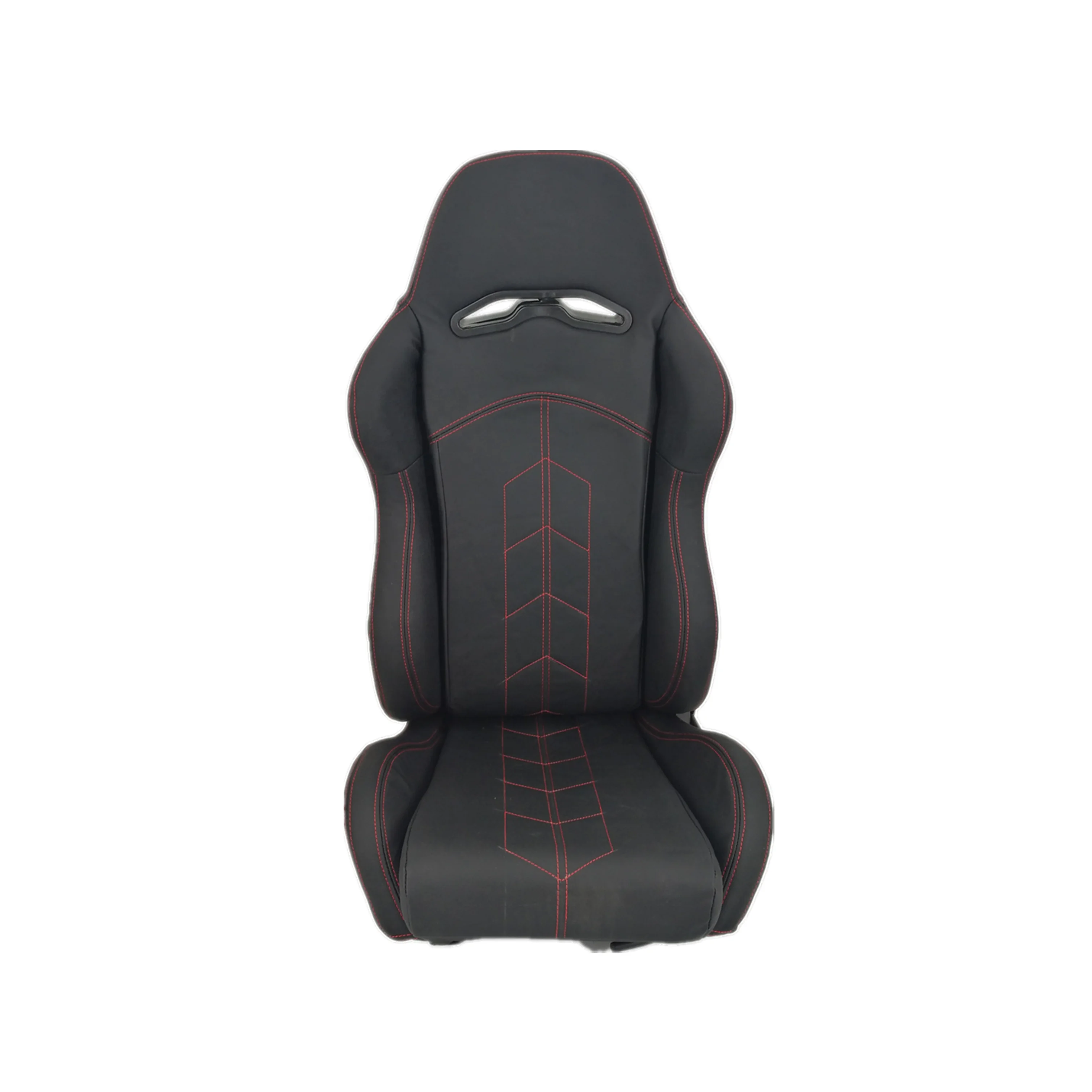 

Reclinable Black PVC Leather Red Stitch JDM Sport Racing Seat Race With Double Slider