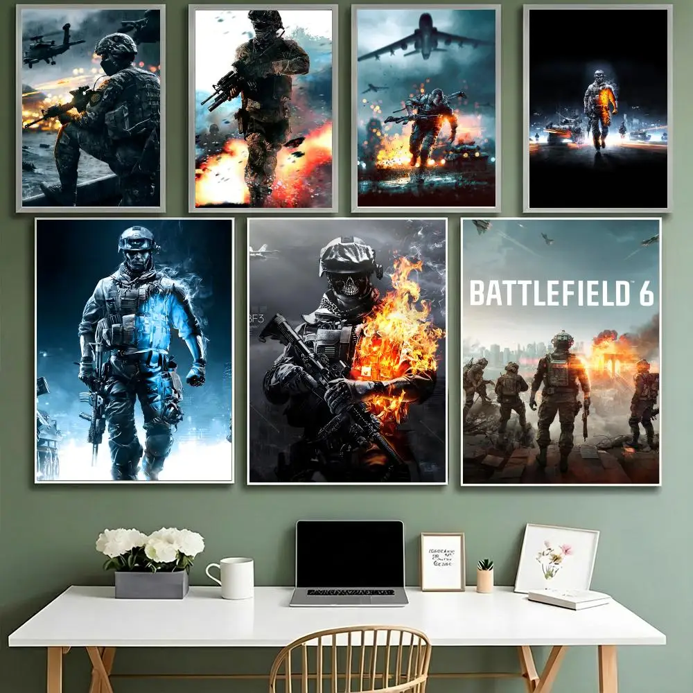 B-Battlefield FIRST-PERSON SHOOTER Poster HD Waterproof High-Toughness Self-Adhesive Wall Decor Universal