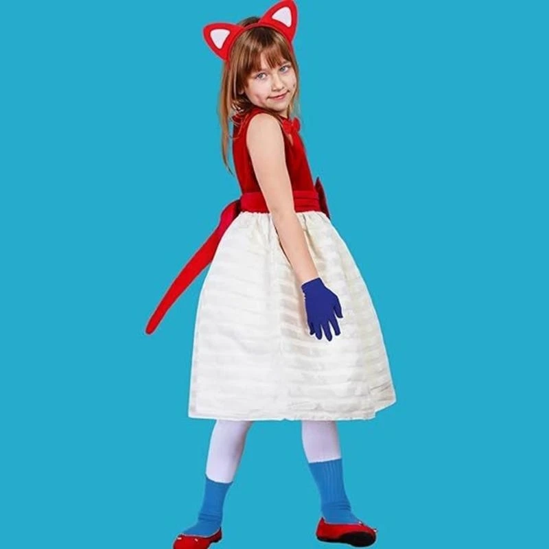 5ASD Cats Ear Głowa Bowtie Tail Gloves Socks Animal Cats Costume for Kid Cosplay
