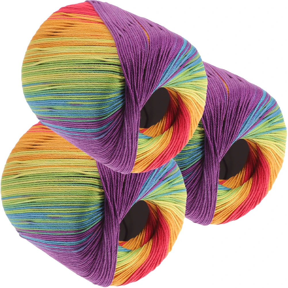 

3pcs 3 Rolls Cotton Knitting Yarn Small Lace Thread Baby Skeins Crafts Crochet Gradient Home Sweater Hat Scarf Blanket Toys