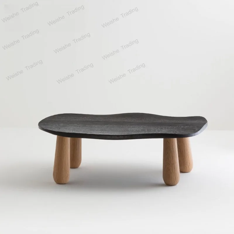 

Retro style coffee table medieval surprise wind solid wood art lotus leaf shape square oval coffee table