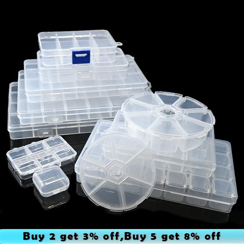 

Transparent Plastic Storage Jewelry Box Compartment Container For Beads Earring Box For Jewelry Organizer Rectangle Box Case