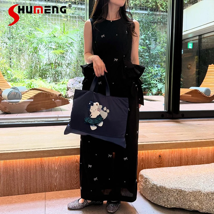 

Japanese Style Fashion Sweet Black Long Straight Dress Women's Slim Fit Heart Embroidery Sleeveless Dress Ladies Casual Dress