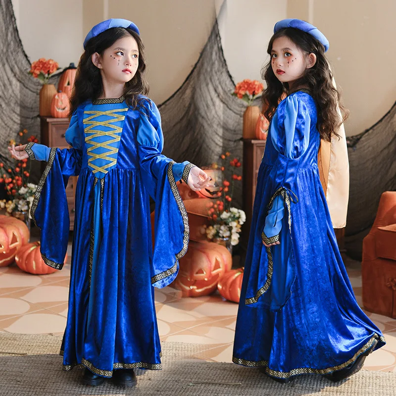 

Halloween Children's Costume Retro Court Style Medieval Renaissance Girls Carnival Dress Dress Dress