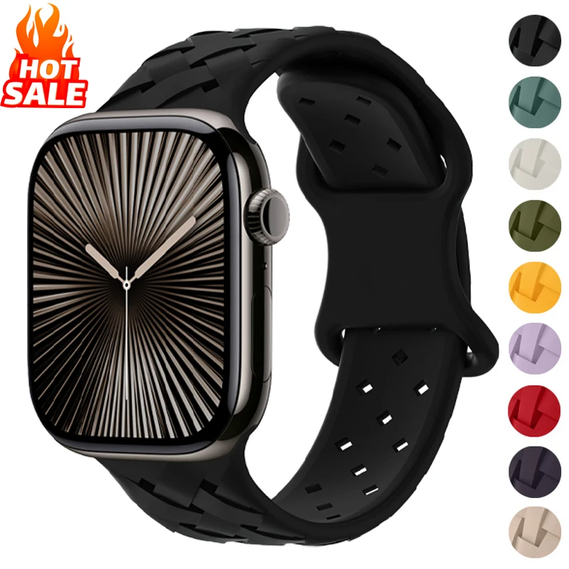 

Silicone Strap For Apple Watch Band 46mm 44mm 40mm 45mm 41mm 42mm Sport Correa Bracelet iWatch Series 10 SE 9 8 7 6 5 4 Ultra 2