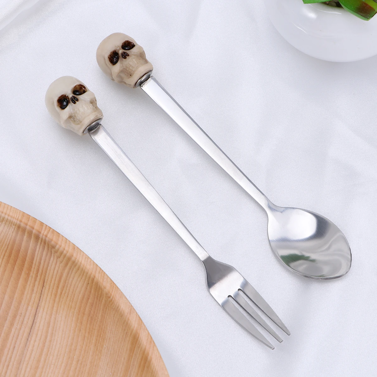 

Stainless Steel Cutlery Set Small Spoon Skull Teaspoon Three-dimensional Coffee Serving Utensils