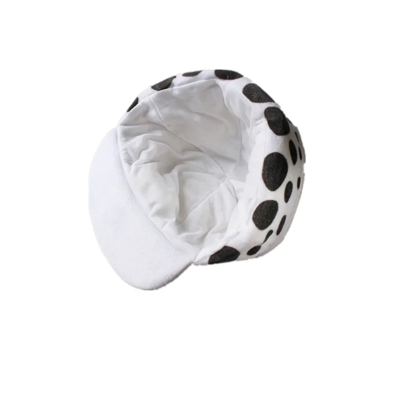 Anime Trafalgar Law Hat Cosplay Costumes Unisex White Spot Plush Cap Accessories Eternal Memory Gift Prop