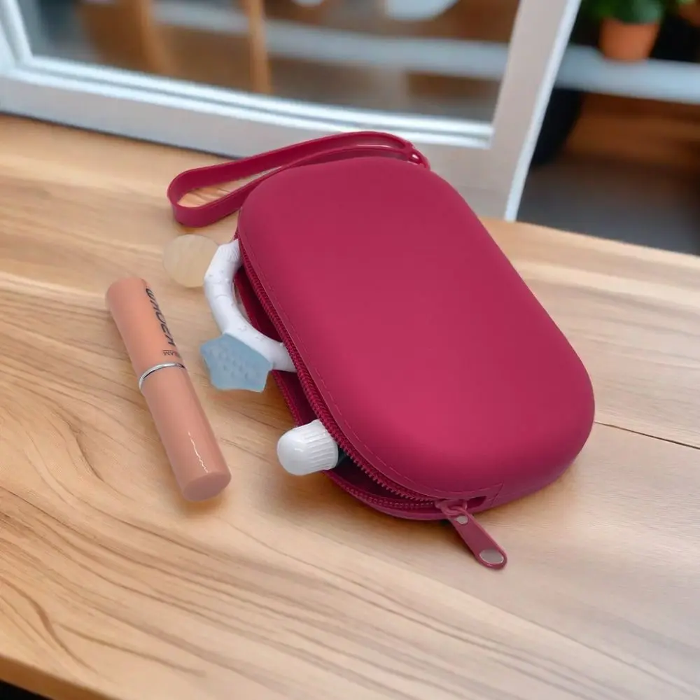

Morandi Color Silicone Cosmetic Bag Rectangle Large Capacity Multifunction Storage Bag Makeup Brush Holder Solid Color