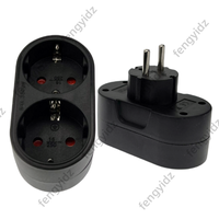 Adapter Converter Outlet Conversion Socket EU Power Travel 16A 250V AC Safety Door 1 to 2 Way European French Electrical Plug BK