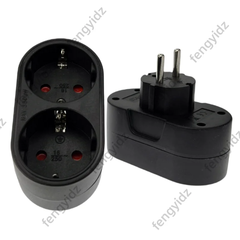 Adapter Konwerter Gniazdo Konwersji Gniazdo EU Power Travel 16A 250V AC Drzwi Bezpieczeństwa 1 do 2 Way Europejska Francuska Wtyczka Elektryczna BK