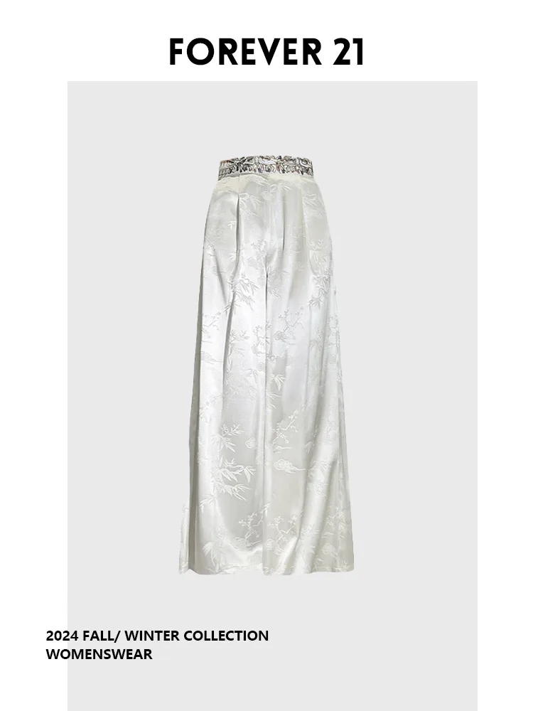 

Брюки-палаццо Forever 2 Premium из тонкого атласа с вышивкой, прямые, женские, летние, для повседневной носки, больших размеров, с юбкой