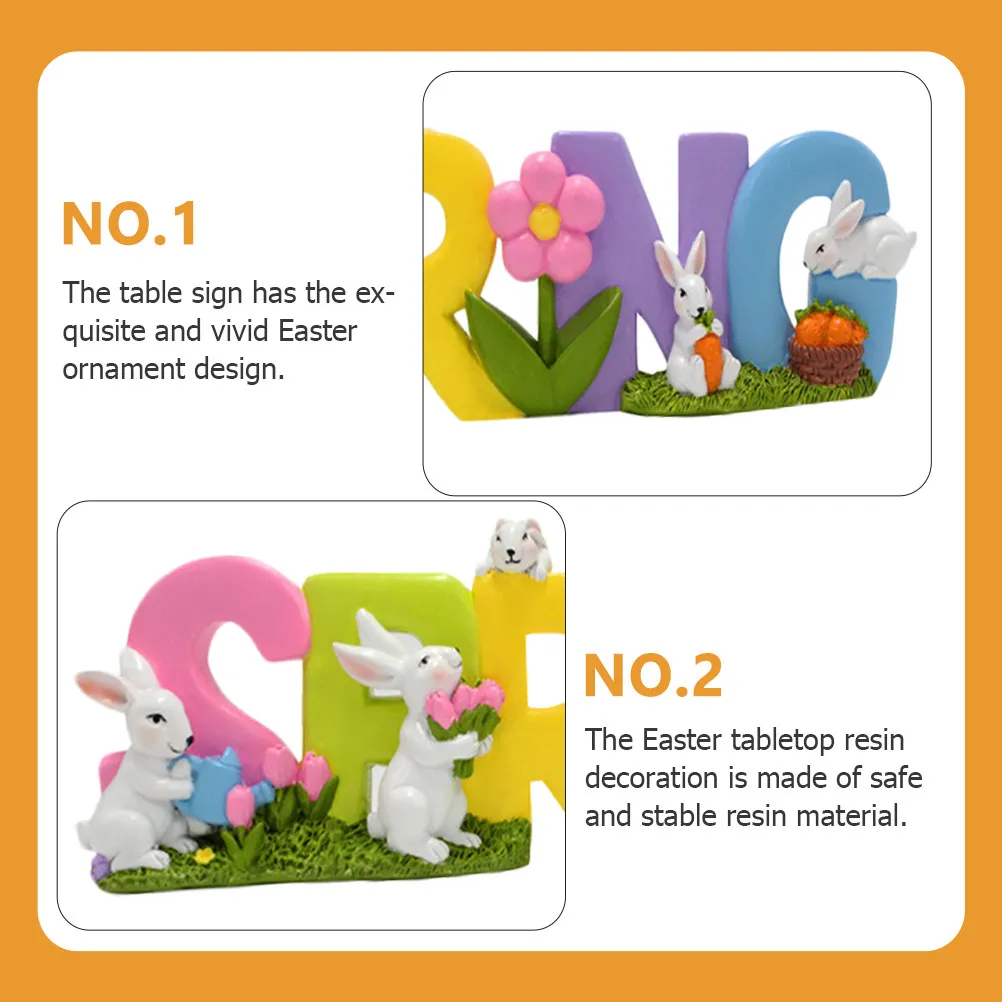 

Easter Tabletop Resin Sign 1 Piece Desktop Centerpiece Craft Decoration for Holiday Party Home Festive Atmosphere Decor