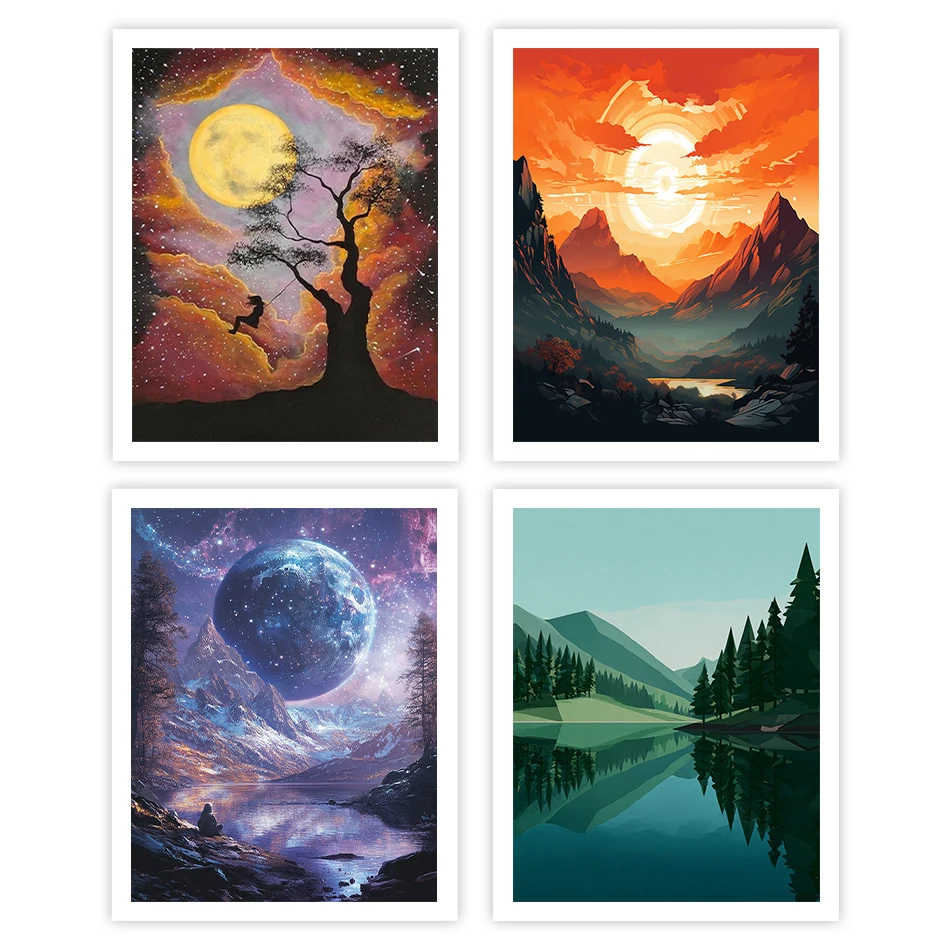 GATYZTORY Pintura por números de paisaje acrílico para adultos, dibujo, manualidades, hobby, arte de pared enmarcado, decoración de pared moderna