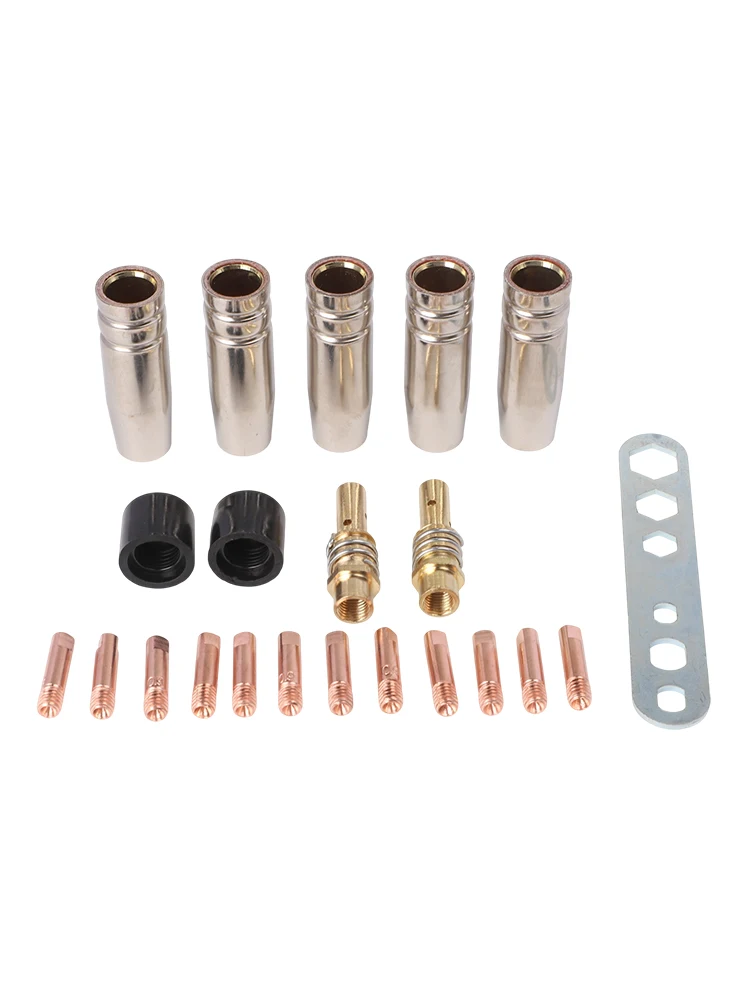 

22PCS Essential Wear Parts for MIG For MAG Welding Includes 5 Gas Nozzles 12 Contact Tips Insulators Diffusers and Wrench