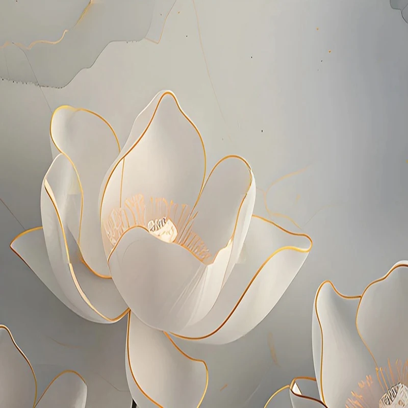 Custom New Chinese Style 3D Lotus Abstract Mural Wallpaper Elegant Home Decor Art Background for Decoracao Para Quarto Office