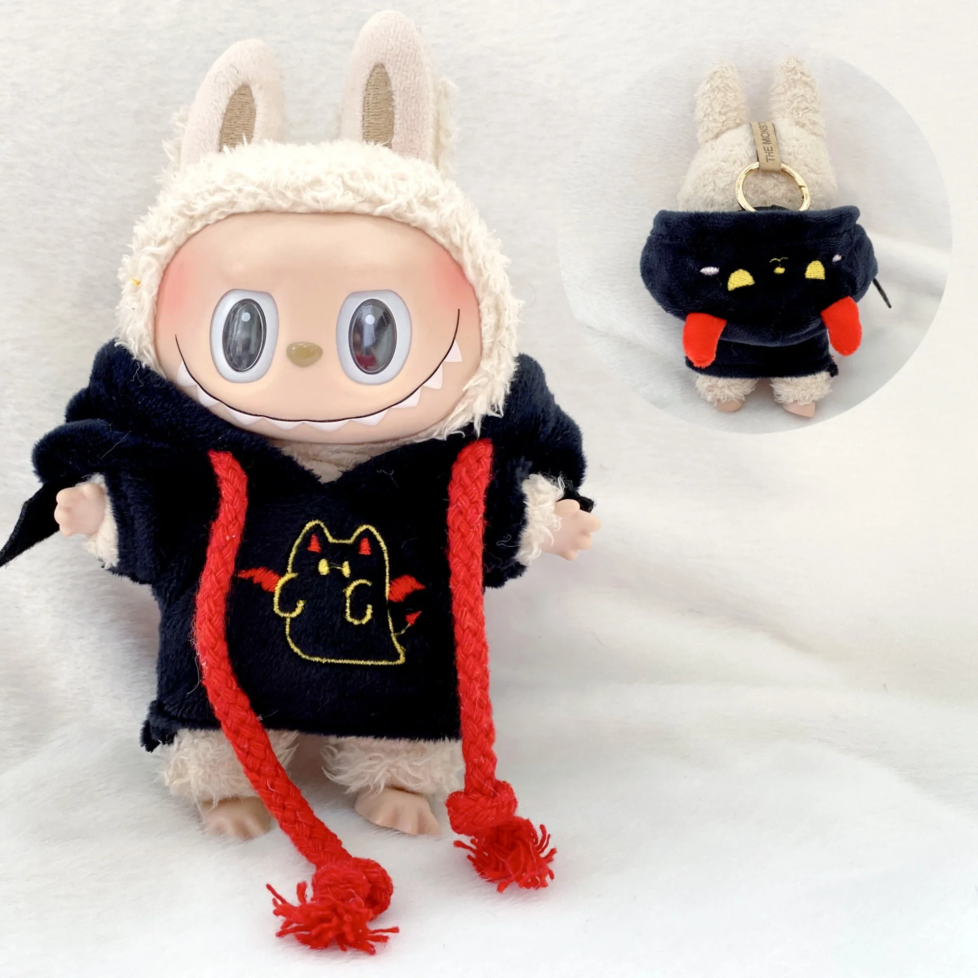 Labubu ตุ๊กตาเสื้อผ้า 17 ซม.ฮาโลวีน BAT & Little DEVIL Hoodie อุปกรณ์เสริม-สําหรับ Labubu I/II Idol ตุ๊กตานั่งปาร์ตี้