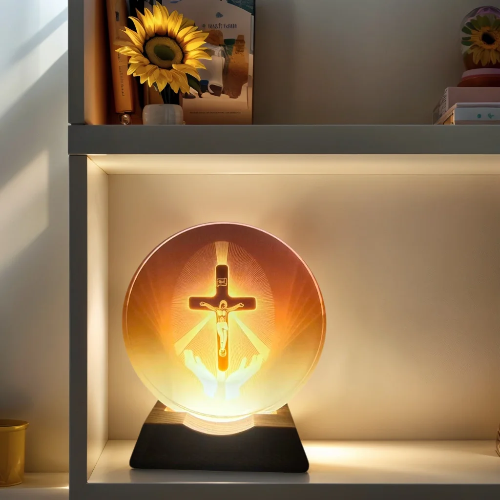 1pc Cross-shaped night light is suitable for Ramadan lovers, Mother's Day, Easter, New Year celebrations, bedroom table lamp, at