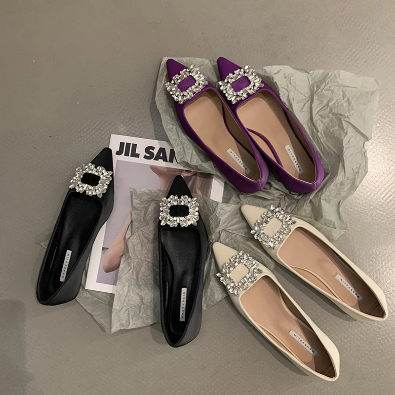 2025 Spring and Autumn New Fashion Rhinestone Pointed Flat Shoes with Skirts and Casual Women's Shoes view 6