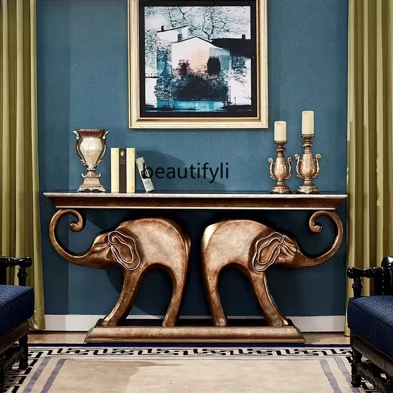 

French retro neoclassical European entrance table American decorative foyer cabinet Chinese wall side table