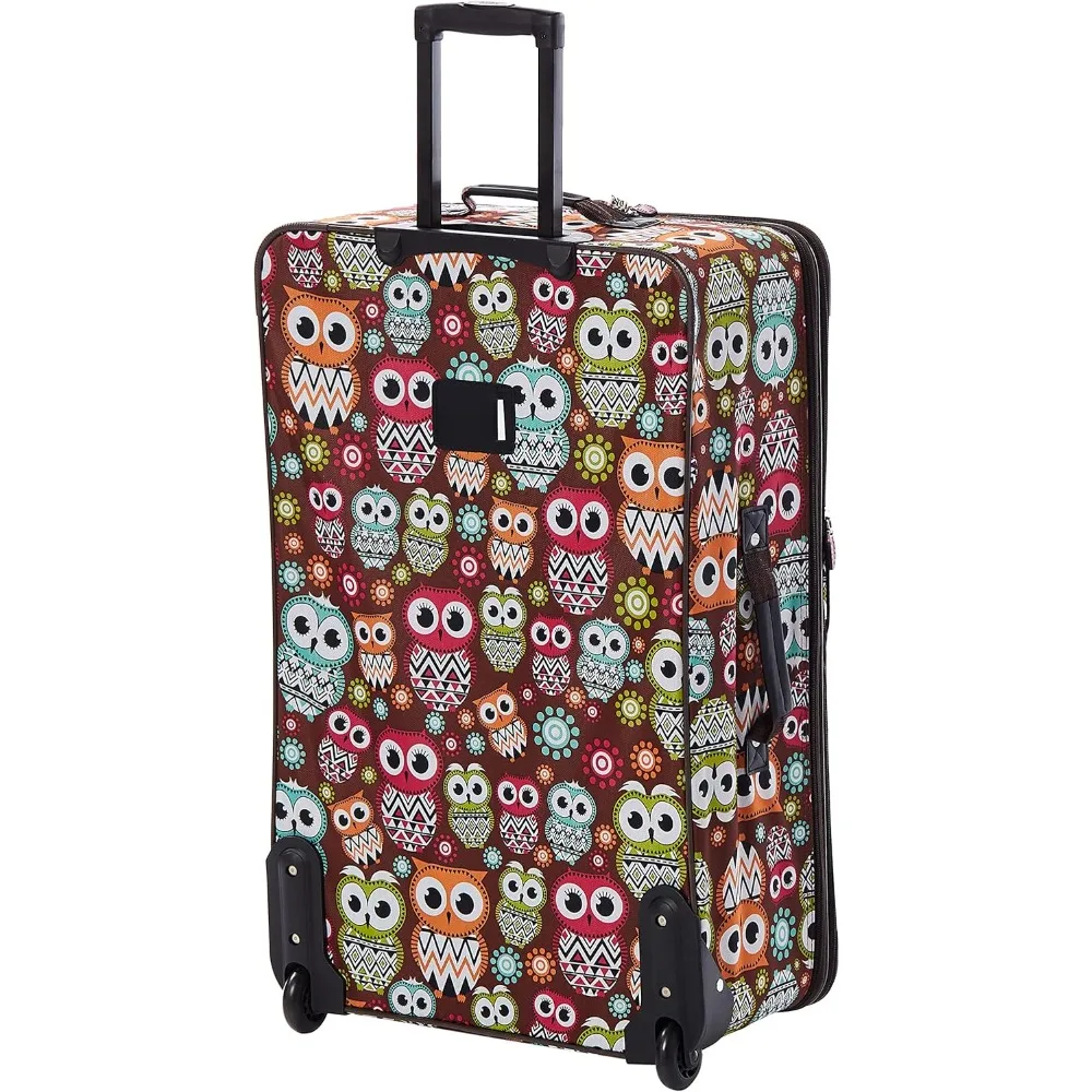 Rockland Jungle Softside Upright Luggage Set, Expandable, Owl, 4-Piece (14/29/24/28)