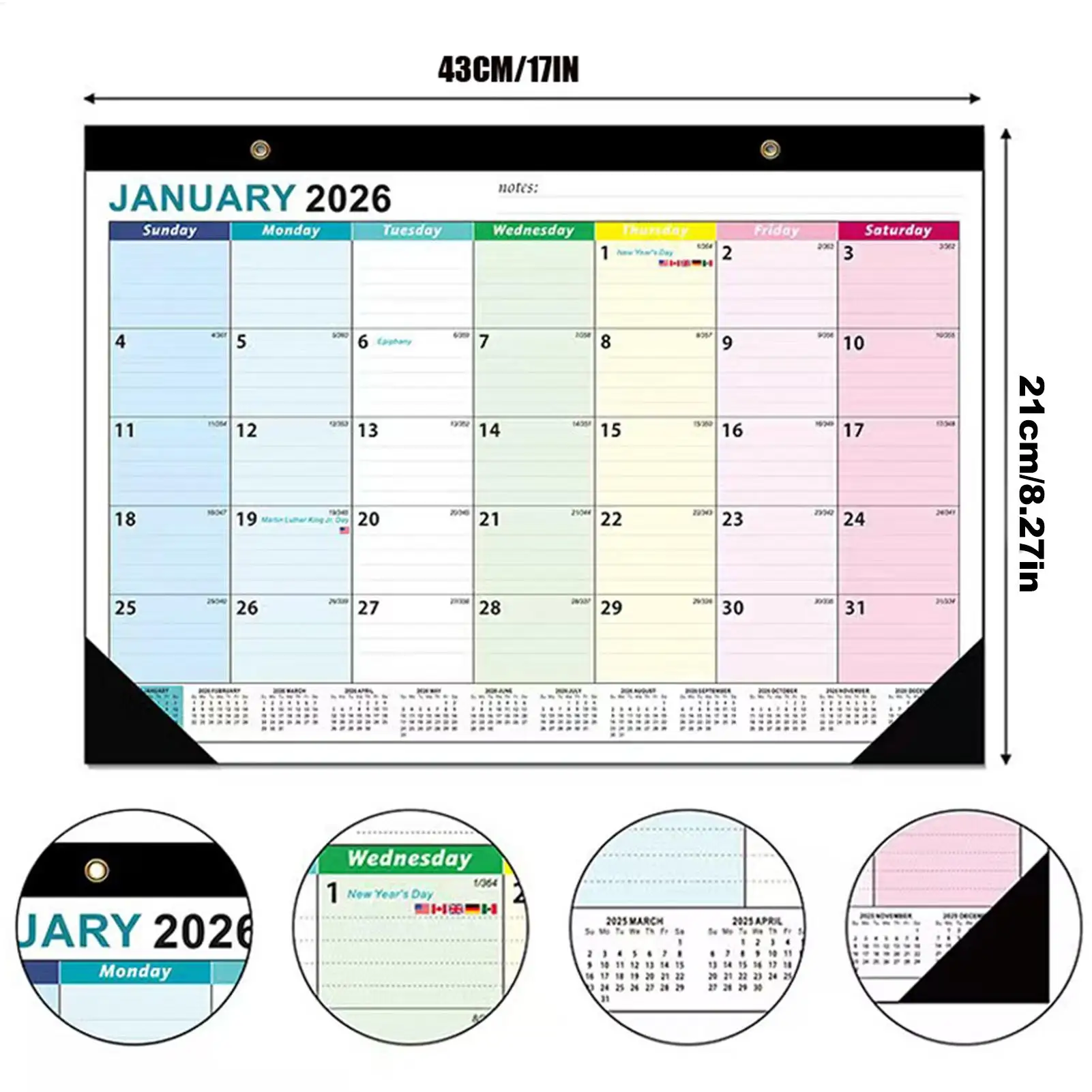 Calendario pianificatore 2026-2027 Gennaio 2026 al giugno 2027 Calendario pianificatore da parete Design intuitivo Accessorio per la pianificazione domestica per