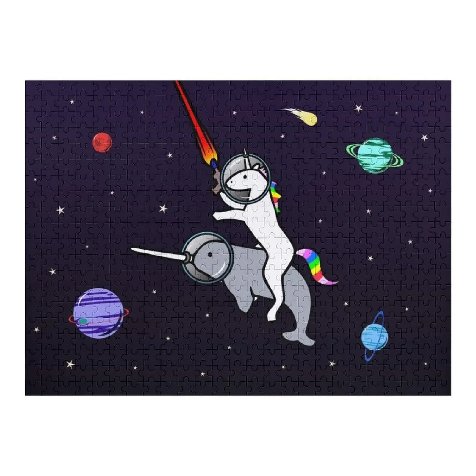 

Unicorn Riding Narwhal In Space Jigsaw Puzzle Custom Personalize Baby Wooden Customs With Photo Game Children Puzzle