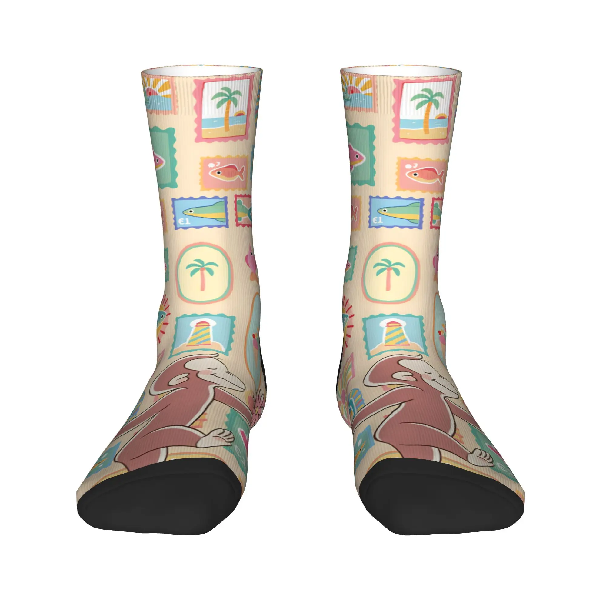Curious George Monkey Stockings Men  Socks Medium Soft Trendy Socks Winter Climbing Anti Slip Graphic Socks Gift